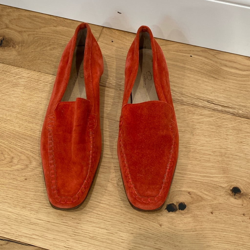 Rizzo Red Suede Loafers. European Size 39, Made It Italy